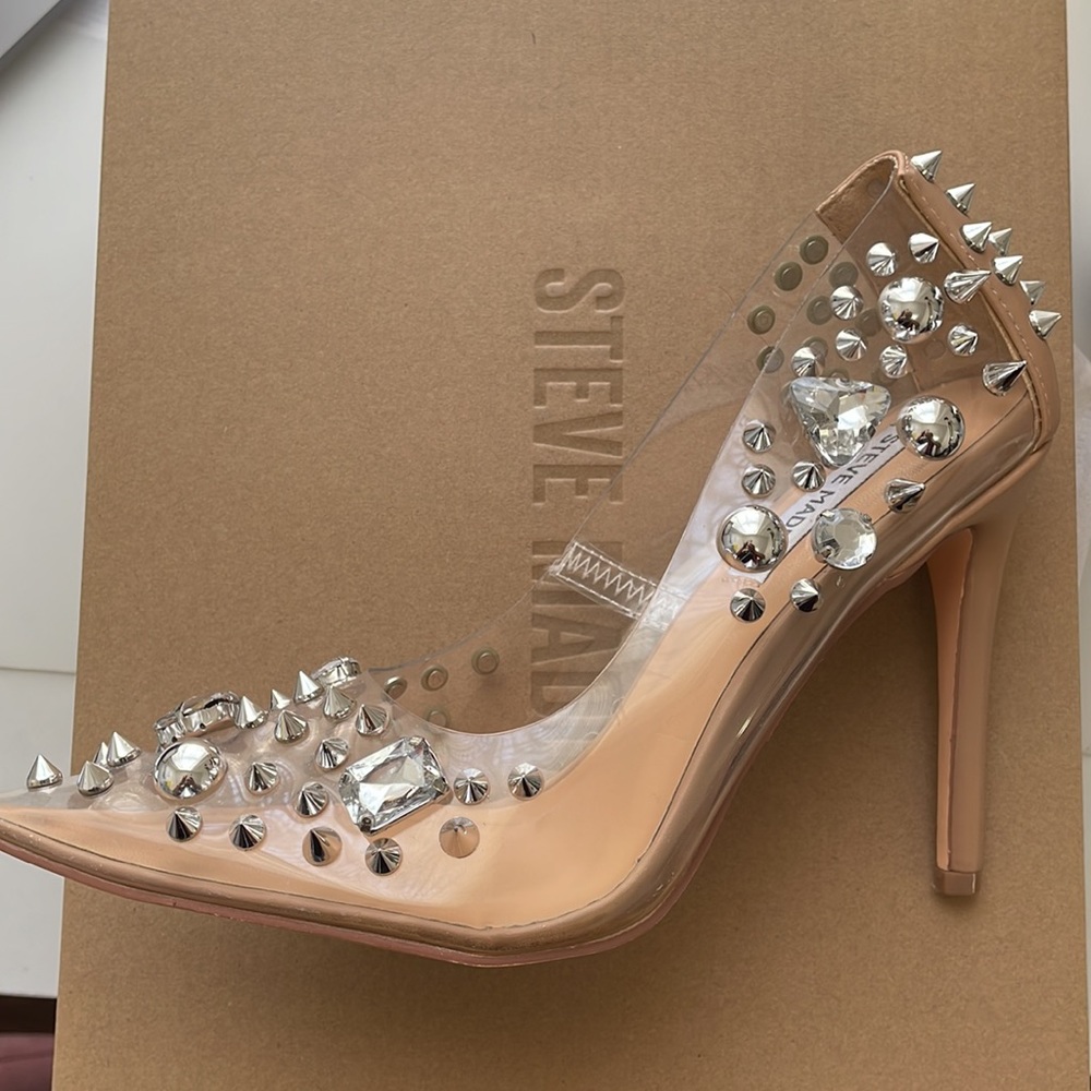 Steve Madden clear and tan 6.5 heel used once